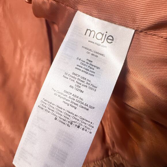 Maje Gueli Caramel Hooded Puffer Jacket Quilted Coat - Picture 8 of 11